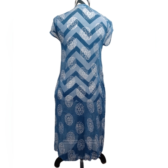 Sarah Stewart 100% Silk Sheer Artsy Printed Tunic Top - Picture 3 of 16